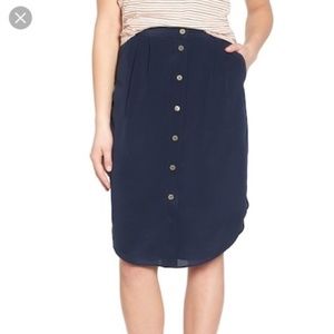 Madewell Silk Button Front Skirt with Pockets - M
